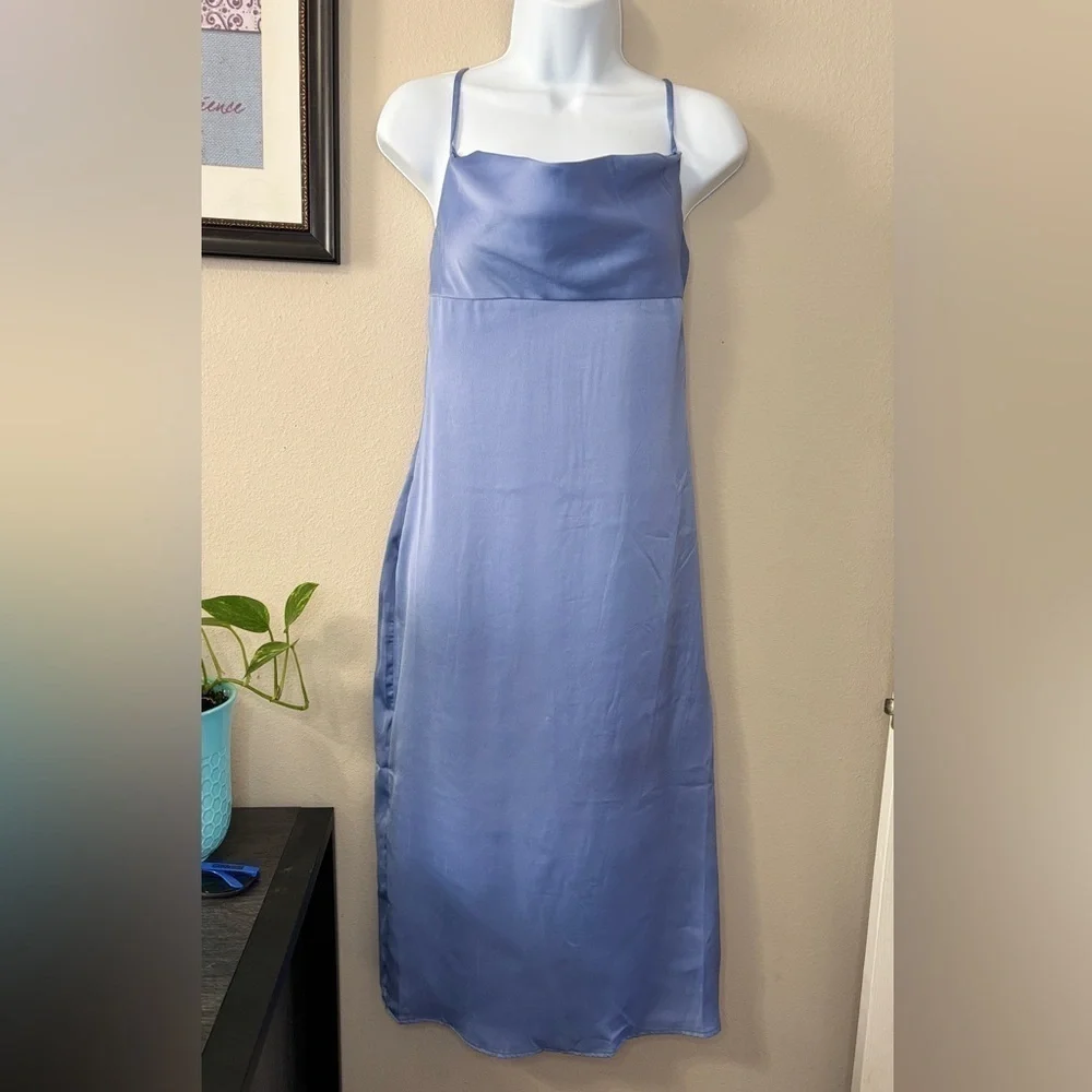 WeWoreWhat Women's Cowl Midi Dress Slate Blue Size 2 NWT